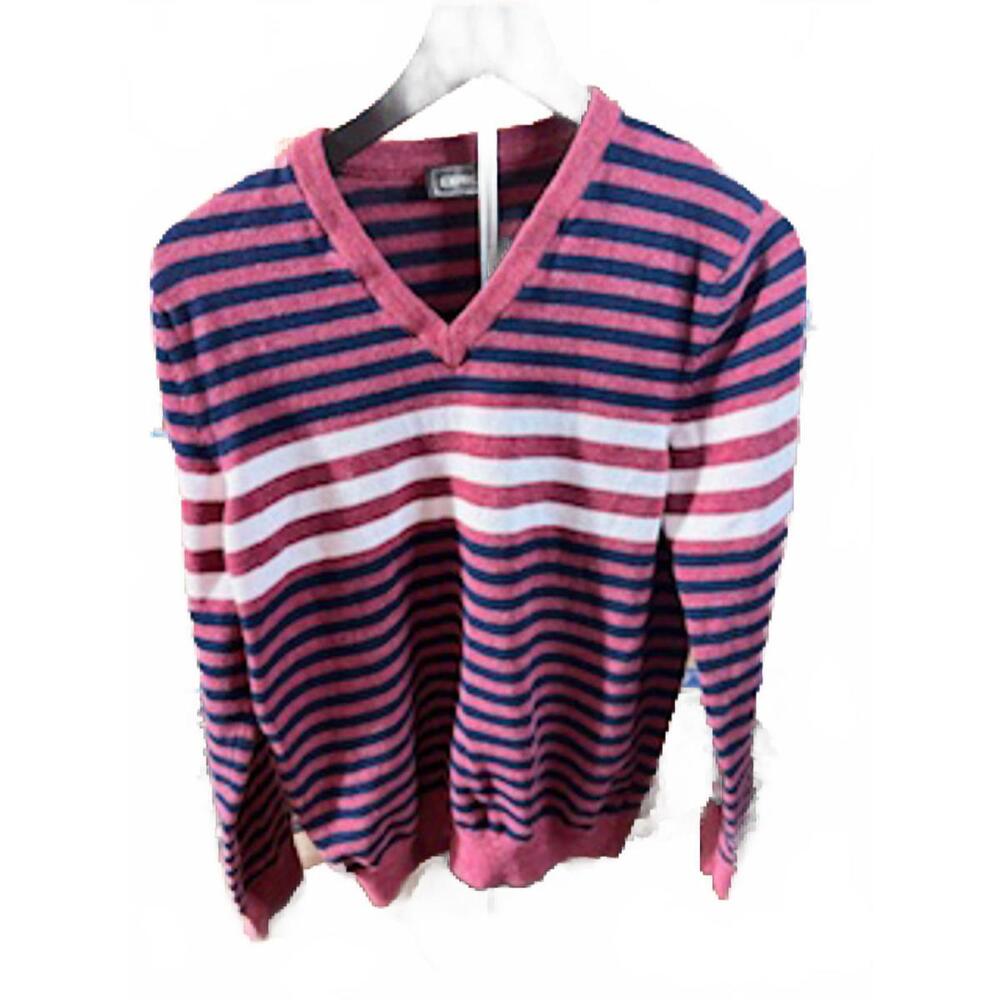 Men's Express Striped V-Neck Sweater‎ - Medium